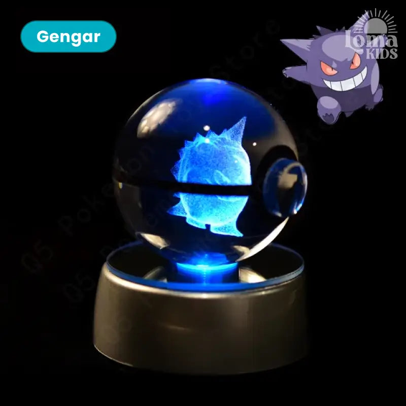 Pokébola de cristal 3D com LED Pokémon