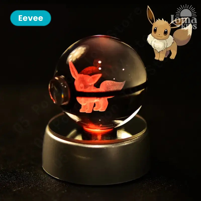 Pokébola de cristal 3D com LED Pokémon