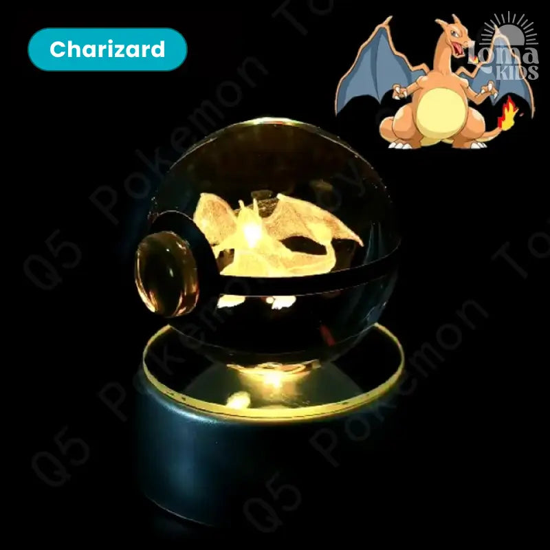 Pokébola de cristal 3D com LED Pokémon