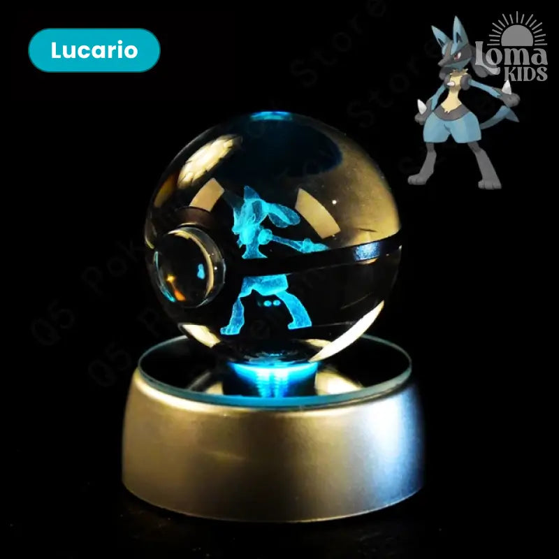 Pokébola de cristal 3D com LED Pokémon