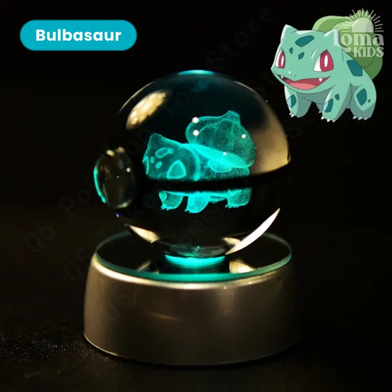 Pokébola de cristal 3D com LED Pokémon