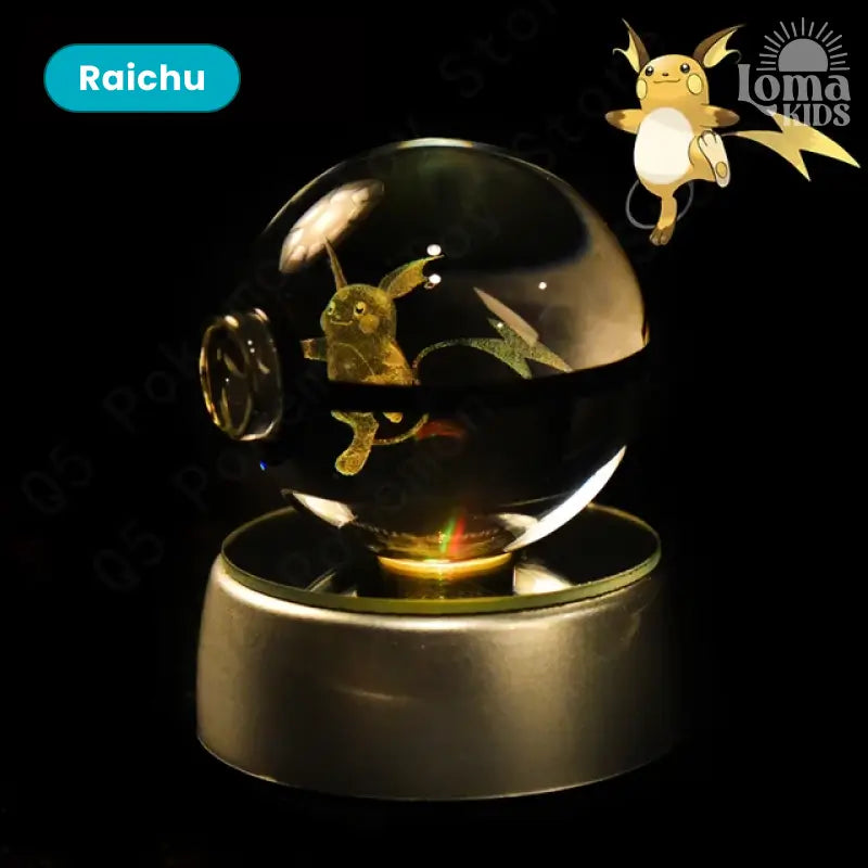 Pokébola de cristal 3D com LED Pokémon