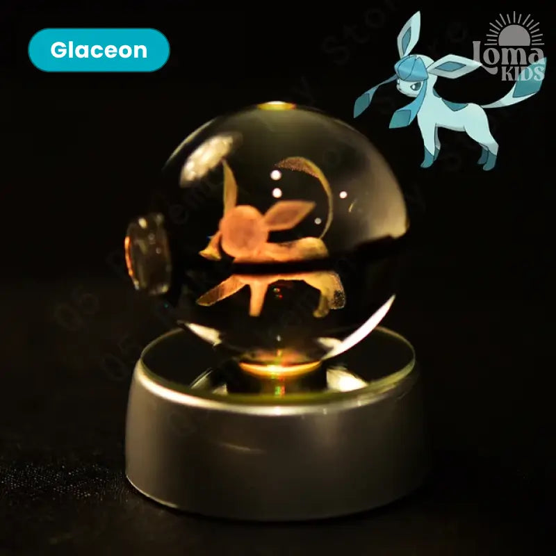 Pokébola de cristal 3D com LED Pokémon