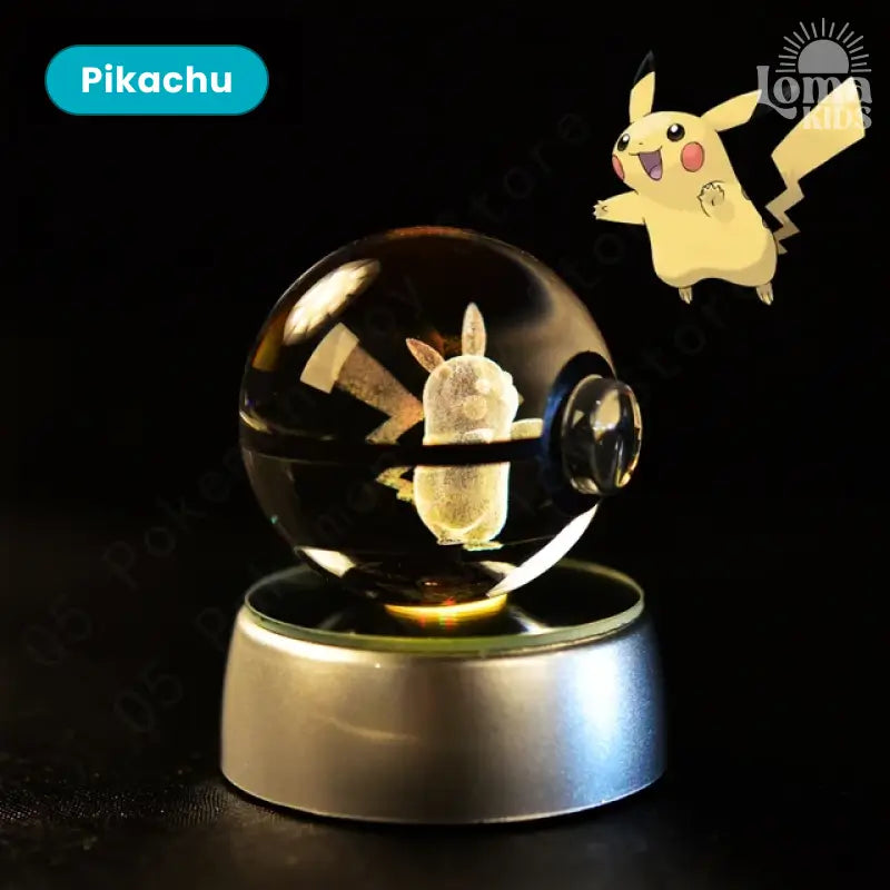 Pokébola de cristal 3D com LED Pokémon