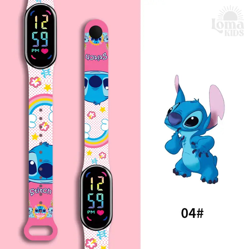 Relógio Infantil Digital Stitch - Disney - LED Luminoso e impermeável - Presente de Aniversário Infantil