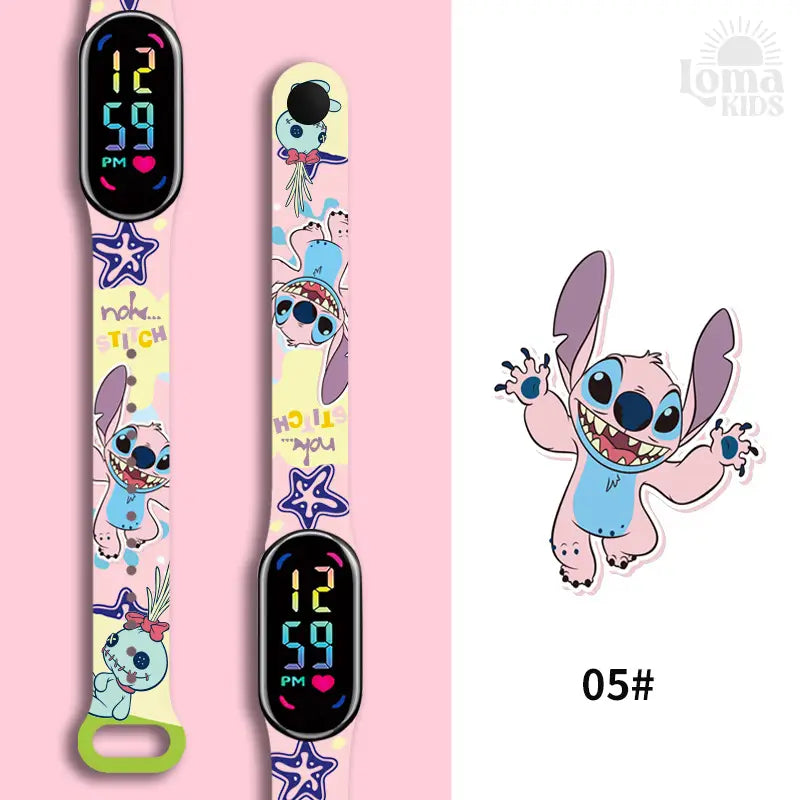 Relógio Infantil Digital Stitch - Disney - LED Luminoso e impermeável - Presente de Aniversário Infantil