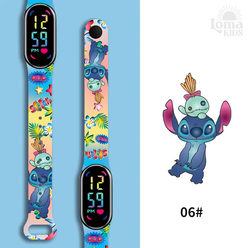 Relógio Infantil Digital Stitch - Disney - LED Luminoso e impermeável - Presente de Aniversário Infantil