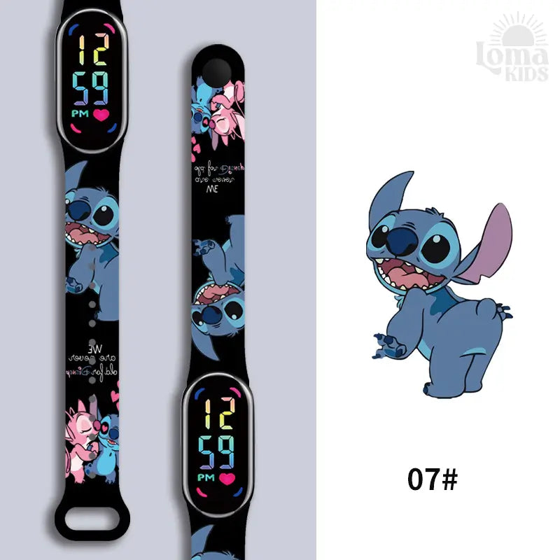 Relógio Infantil Digital Stitch - Disney - LED Luminoso e impermeável - Presente de Aniversário Infantil