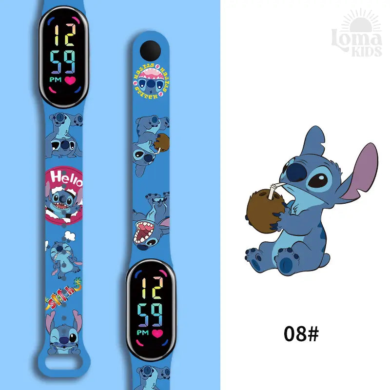 Relógio Infantil Digital Stitch - Disney - LED Luminoso e impermeável - Presente de Aniversário Infantil