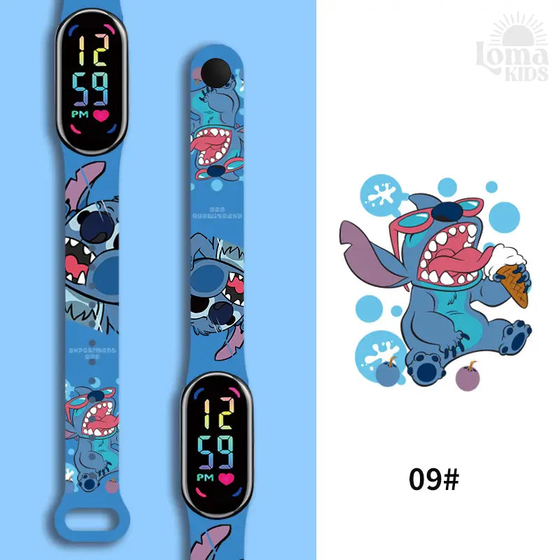 Relógio Infantil Digital Stitch - Disney - LED Luminoso e impermeável - Presente de Aniversário Infantil