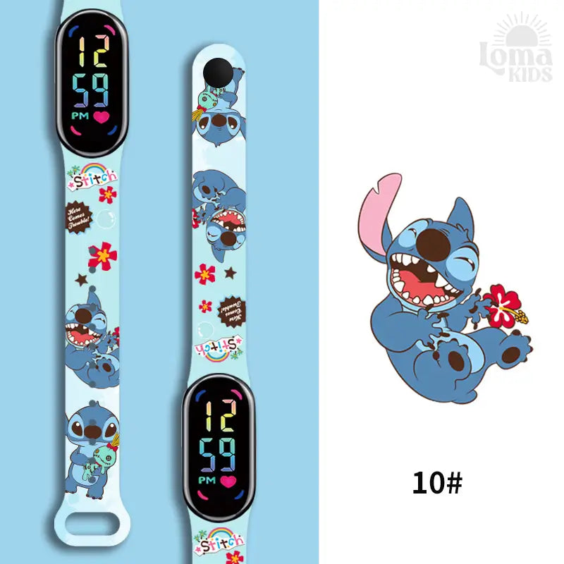 Relógio Infantil Digital Stitch - Disney - LED Luminoso e impermeável - Presente de Aniversário Infantil