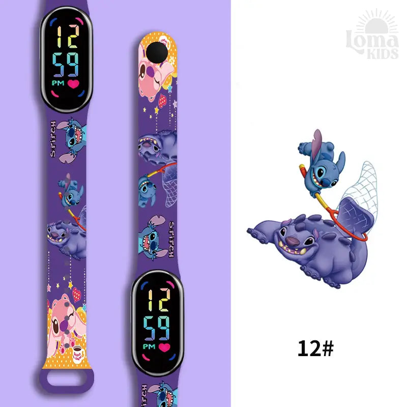 Relógio Infantil Digital Stitch - Disney - LED Luminoso e impermeável - Presente de Aniversário Infantil