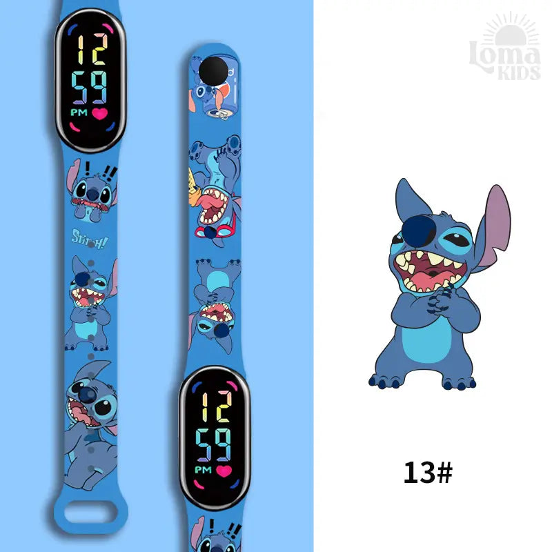 Relógio Infantil Digital Stitch - Disney - LED Luminoso e impermeável - Presente de Aniversário Infantil