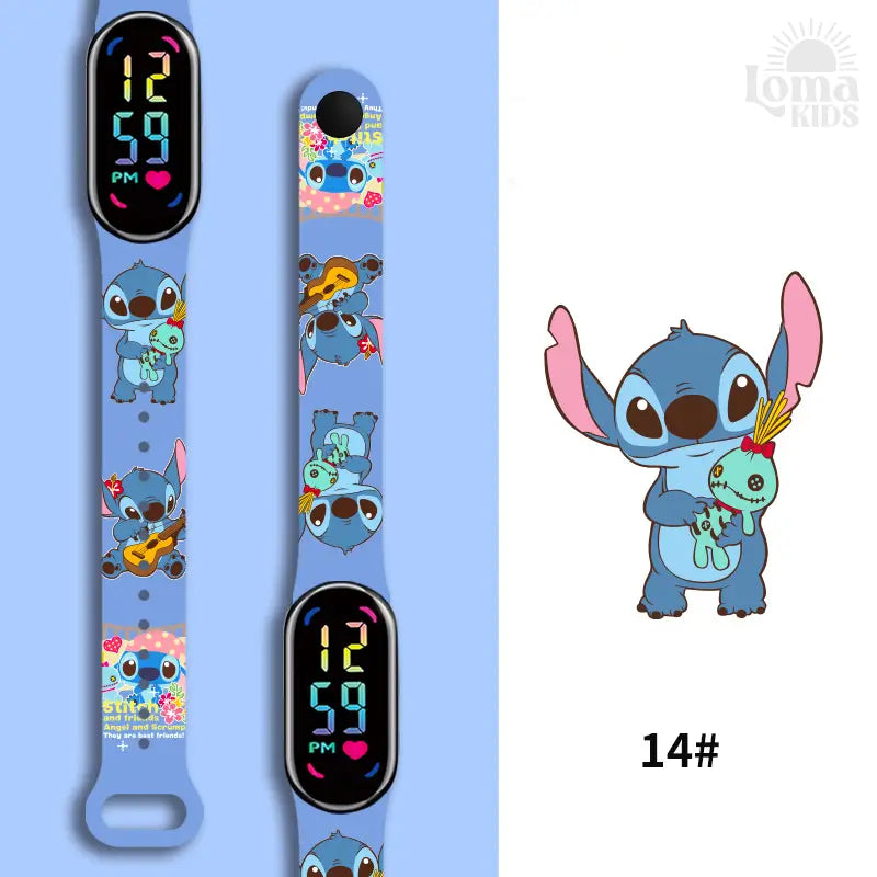 Relógio Infantil Digital Stitch - Disney - LED Luminoso e impermeável - Presente de Aniversário Infantil