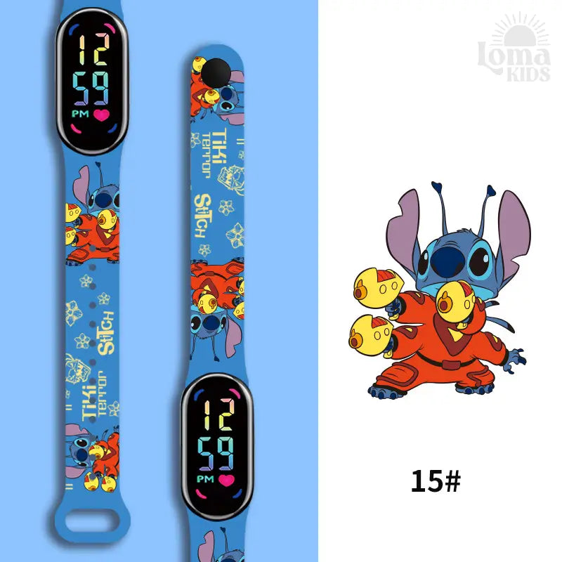 Relógio Infantil Digital Stitch - Disney - LED Luminoso e impermeável - Presente de Aniversário Infantil