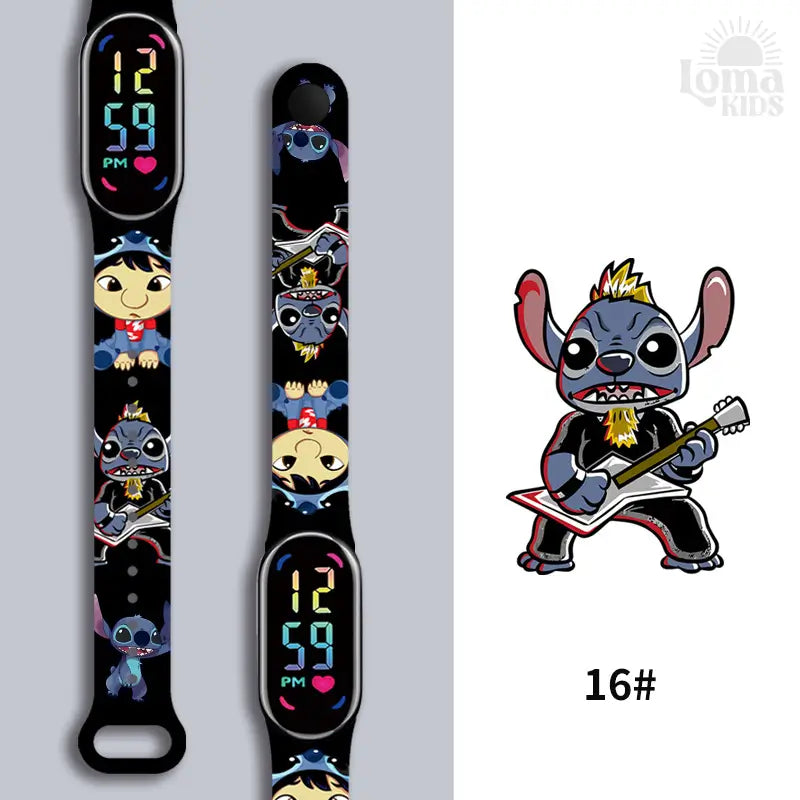 Relógio Infantil Digital Stitch - Disney - LED Luminoso e impermeável - Presente de Aniversário Infantil