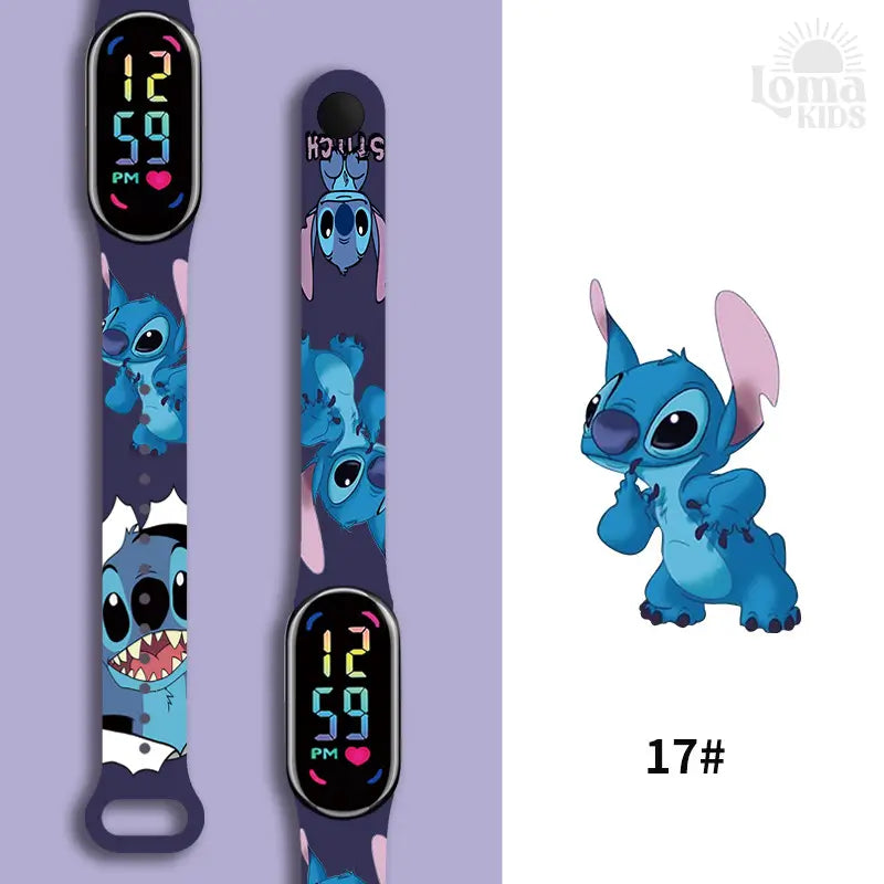 Relógio Infantil Digital Stitch - Disney - LED Luminoso e impermeável - Presente de Aniversário Infantil