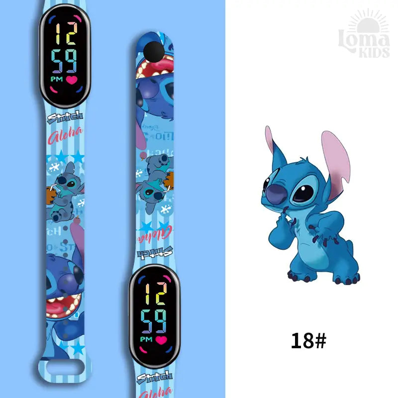 Relógio Infantil Digital Stitch - Disney - LED Luminoso e impermeável - Presente de Aniversário Infantil