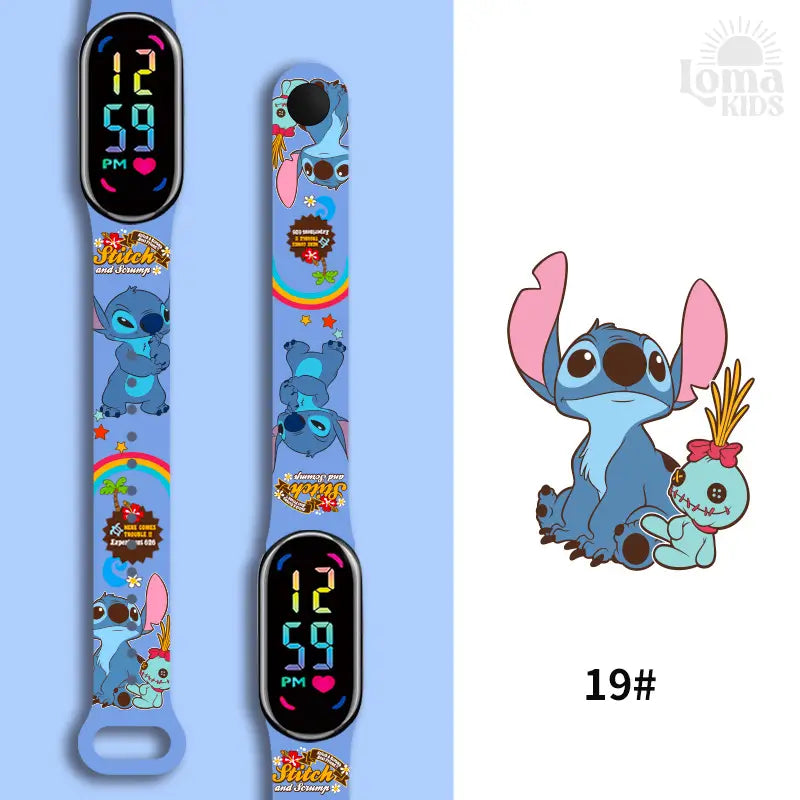 Relógio Infantil Digital Stitch - Disney - LED Luminoso e impermeável - Presente de Aniversário Infantil