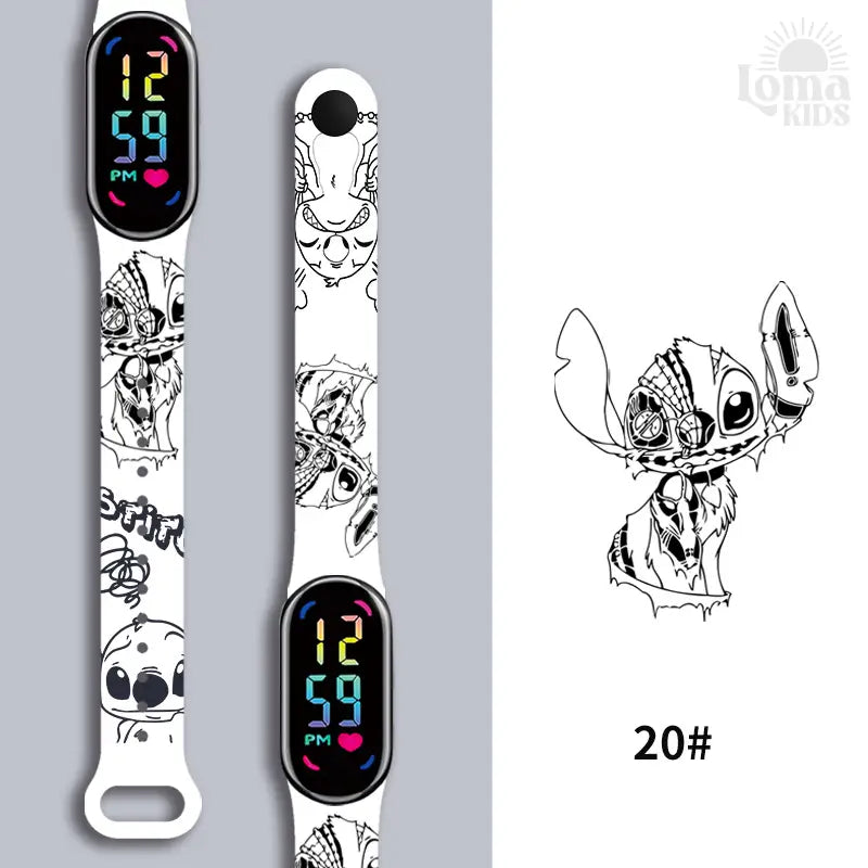 Relógio Infantil Digital Stitch - Disney - LED Luminoso e impermeável - Presente de Aniversário Infantil