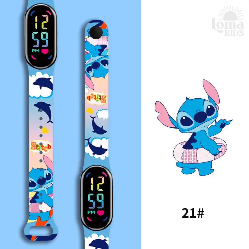 Relógio Infantil Digital Stitch - Disney - LED Luminoso e impermeável - Presente de Aniversário Infantil