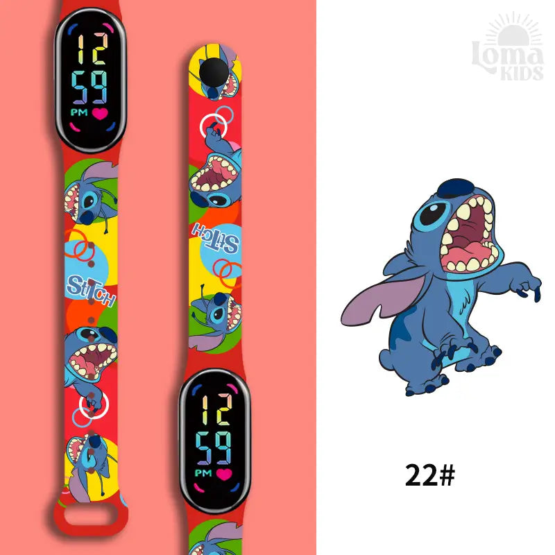 Relógio Infantil Digital Stitch - Disney - LED Luminoso e impermeável - Presente de Aniversário Infantil