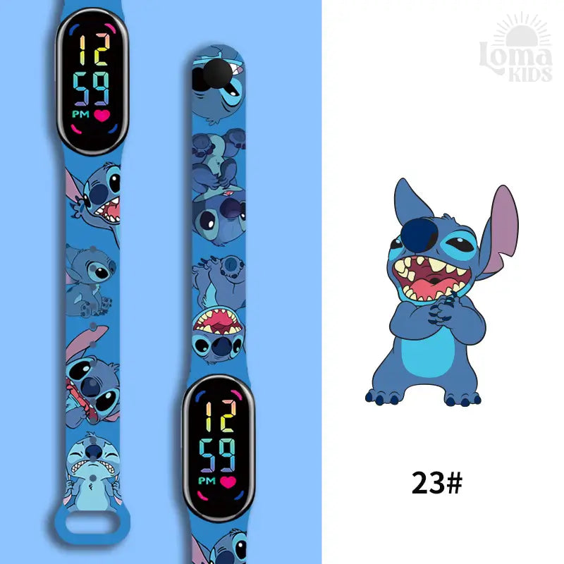 Relógio Infantil Digital Stitch - Disney - LED Luminoso e impermeável - Presente de Aniversário Infantil