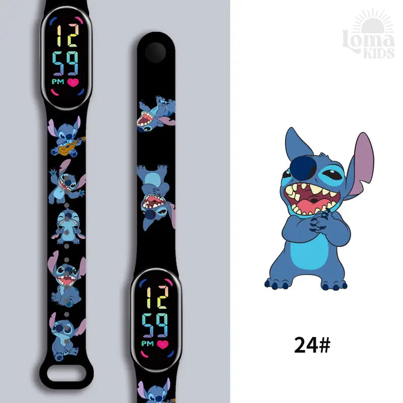 Relógio Infantil Digital Stitch - Disney - LED Luminoso e impermeável - Presente de Aniversário Infantil