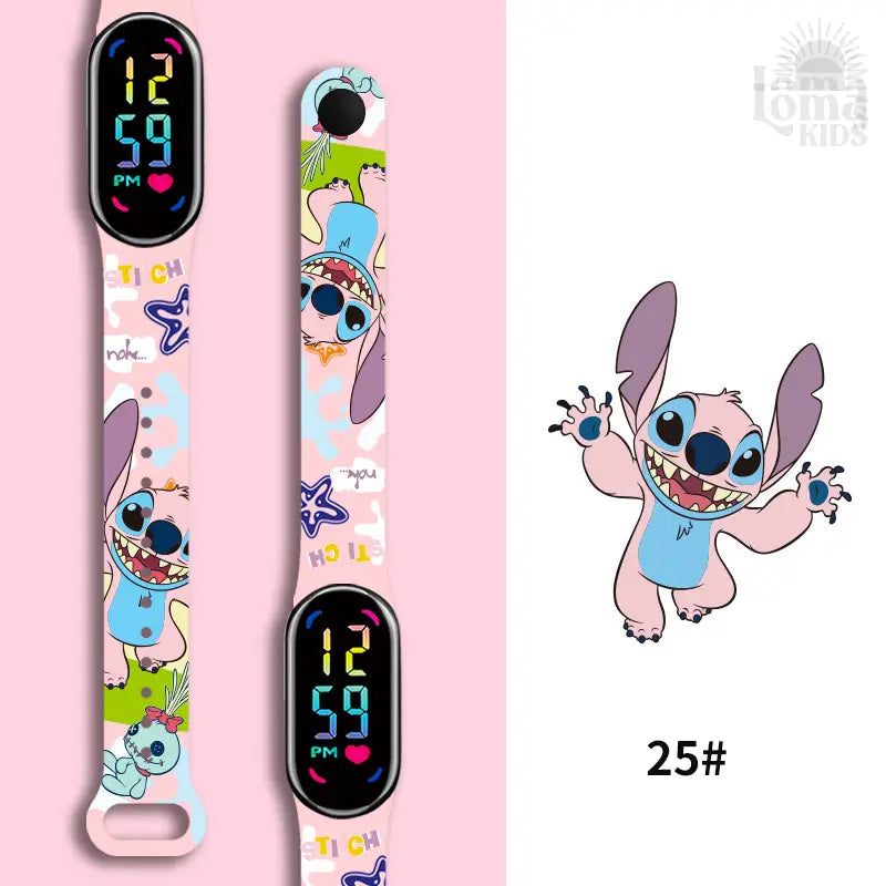 Relógio Infantil Digital Stitch - Disney - LED Luminoso e impermeável - Presente de Aniversário Infantil