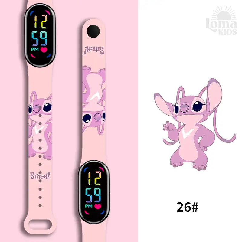 Relógio Infantil Digital Stitch - Disney - LED Luminoso e impermeável - Presente de Aniversário Infantil