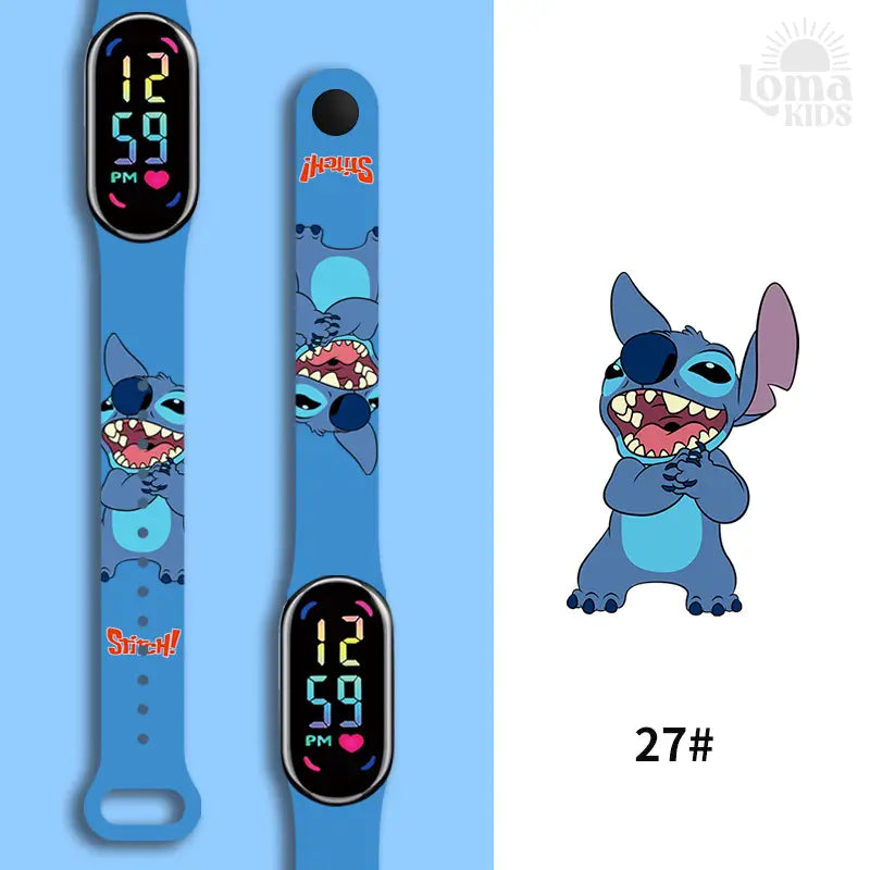 Relógio Infantil Digital Stitch - Disney - LED Luminoso e impermeável - Presente de Aniversário Infantil