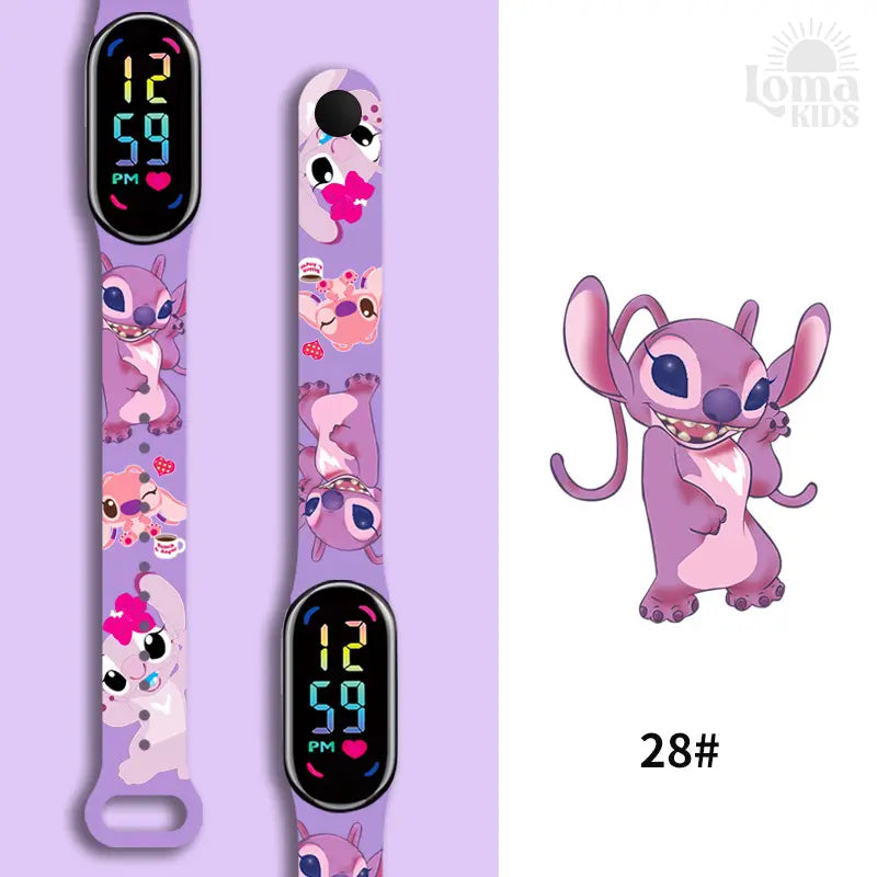 Relógio Infantil Digital Stitch - Disney - LED Luminoso e impermeável - Presente de Aniversário Infantil