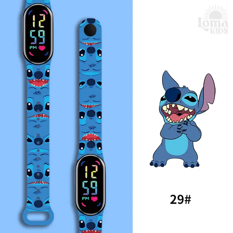 Relógio Infantil Digital Stitch - Disney - LED Luminoso e impermeável - Presente de Aniversário Infantil