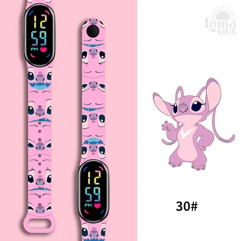 Relógio Infantil Digital Stitch - Disney - LED Luminoso e impermeável - Presente de Aniversário Infantil