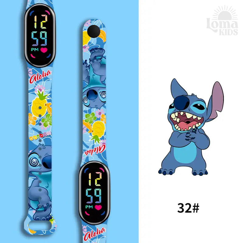 Relógio Infantil Digital Stitch - Disney - LED Luminoso e impermeável - Presente de Aniversário Infantil