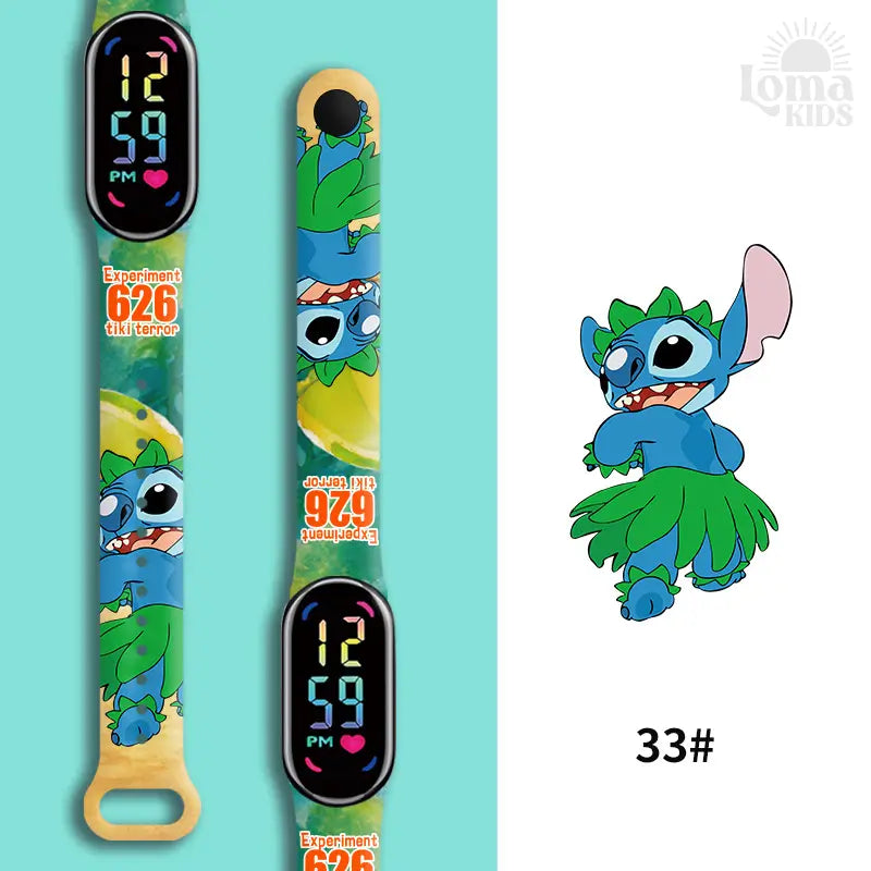 Relógio Infantil Digital Stitch - Disney - LED Luminoso e impermeável - Presente de Aniversário Infantil