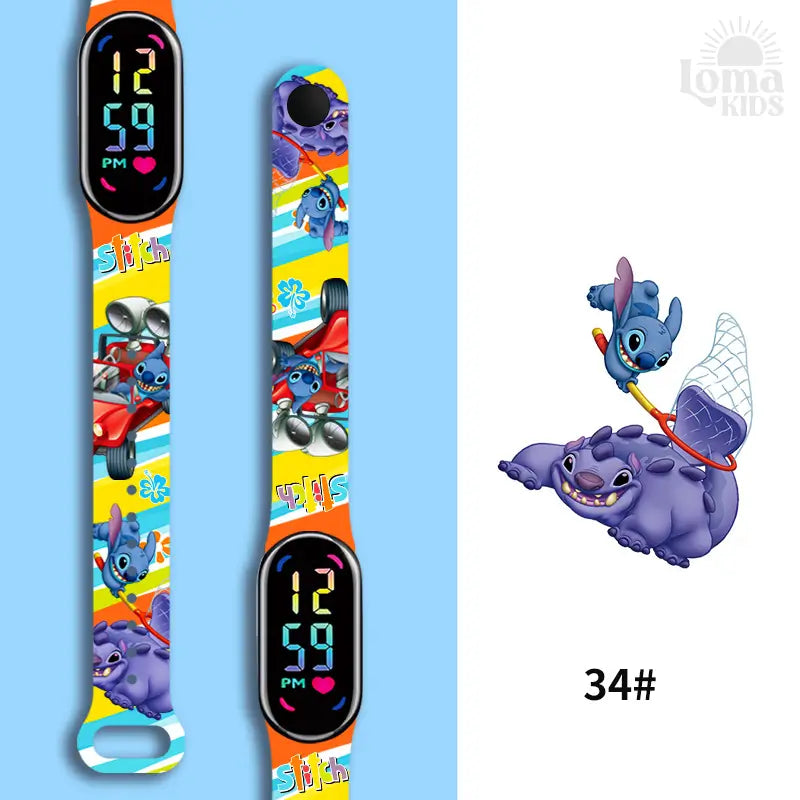 Relógio Infantil Digital Stitch - Disney - LED Luminoso e impermeável - Presente de Aniversário Infantil