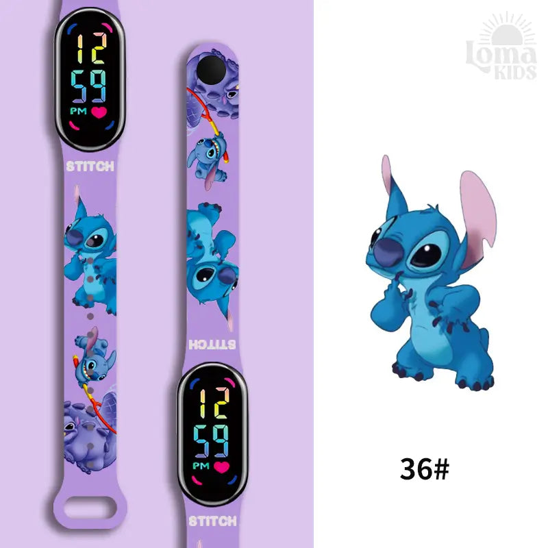 Relógio Infantil Digital Stitch - Disney - LED Luminoso e impermeável - Presente de Aniversário Infantil