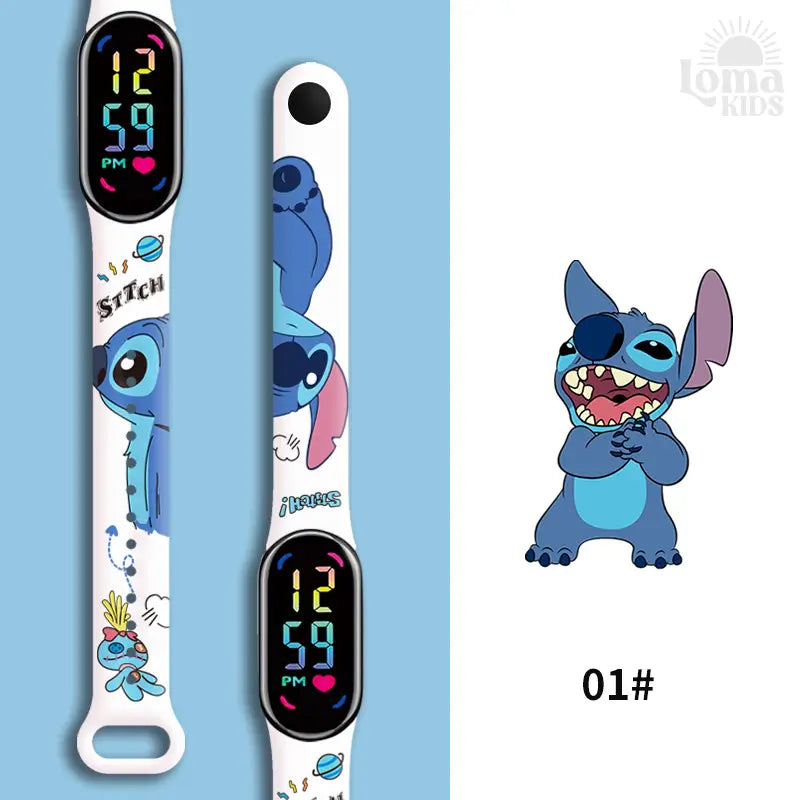 Relógio Infantil Digital Stitch - Disney - LED Luminoso e impermeável - Presente de Aniversário Infantil