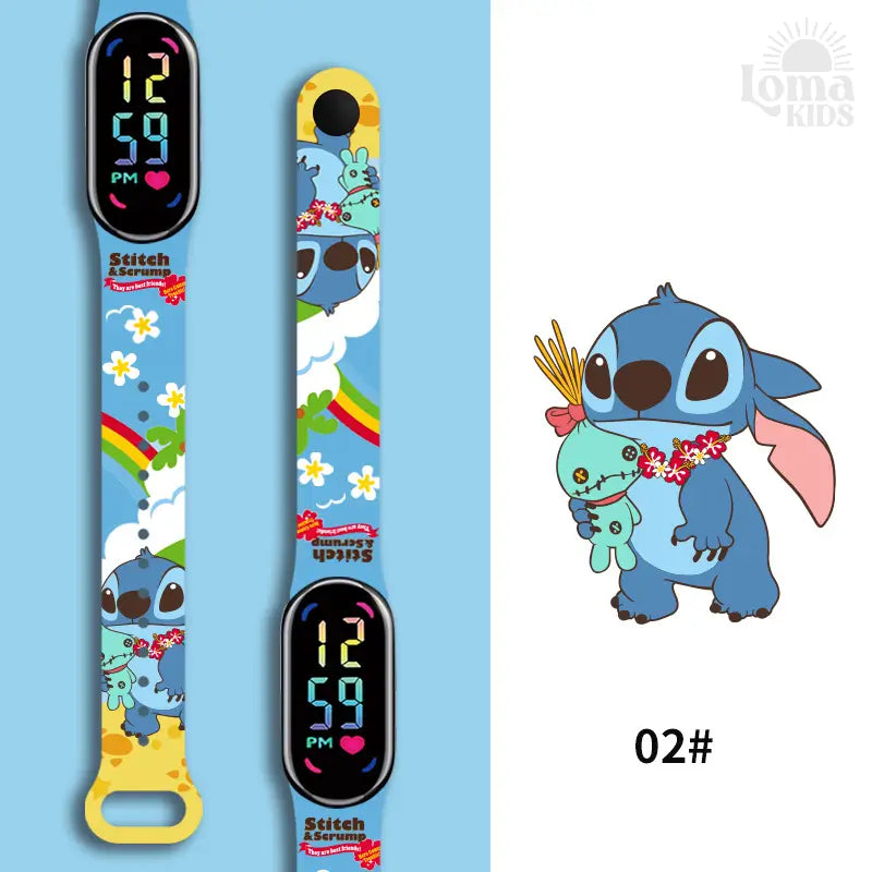 Relógio Infantil Digital Stitch - Disney - LED Luminoso e impermeável - Presente de Aniversário Infantil