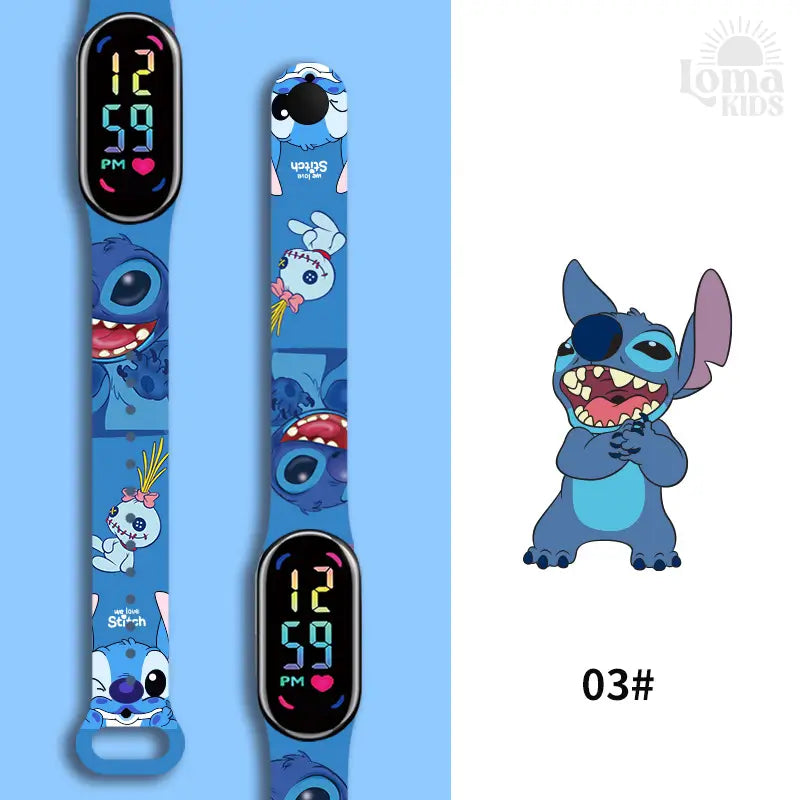 Relógio Infantil Digital Stitch - Disney - LED Luminoso e impermeável - Presente de Aniversário Infantil